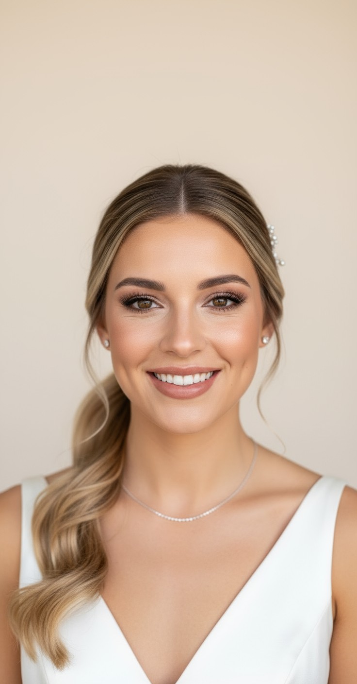 After Side Pony Wedding Hair